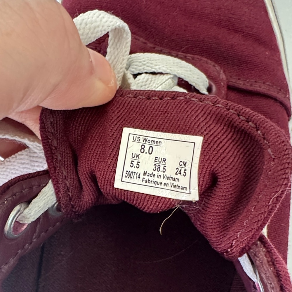 Vans Burgundy and White Women's Sneakers - Picture 4 of 4